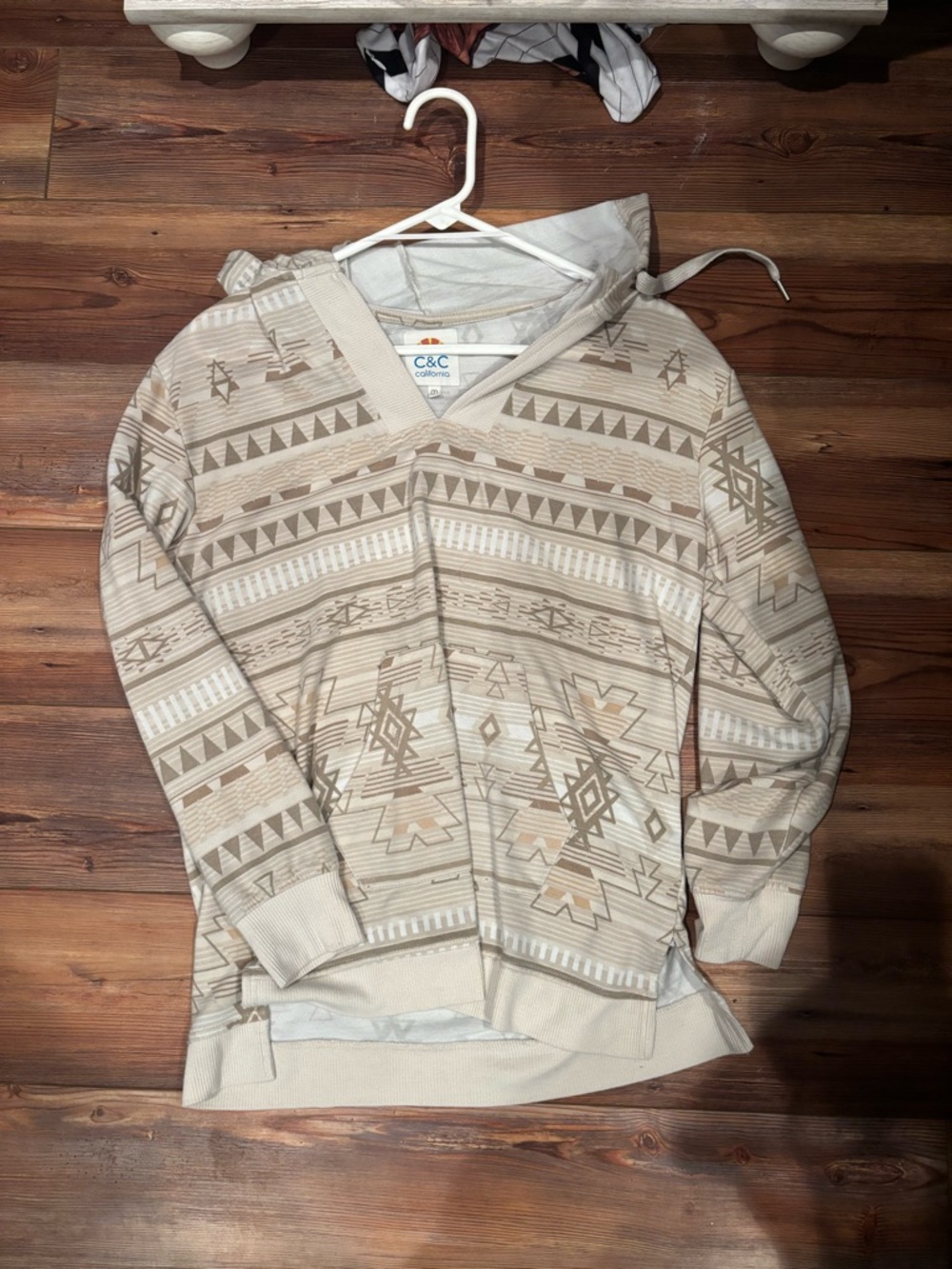 C&C California Neutral Aztec Hooded Zip Pullover